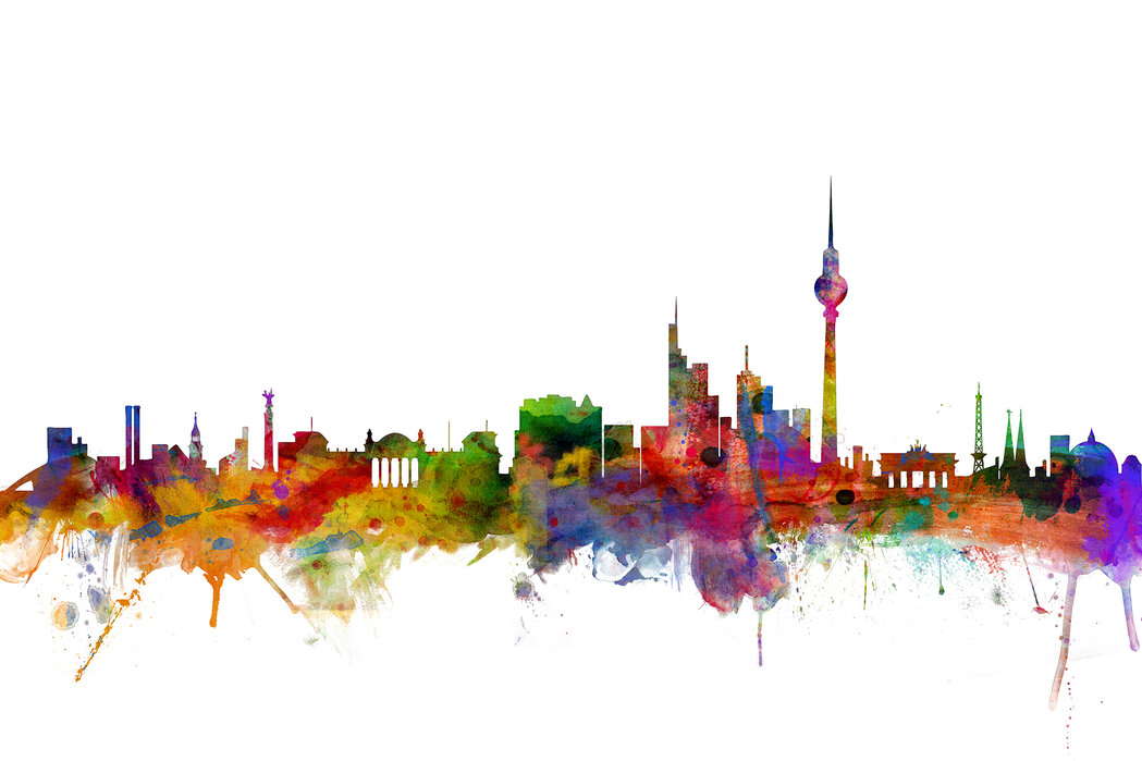 Berlin Skyline Watercolor Painting
