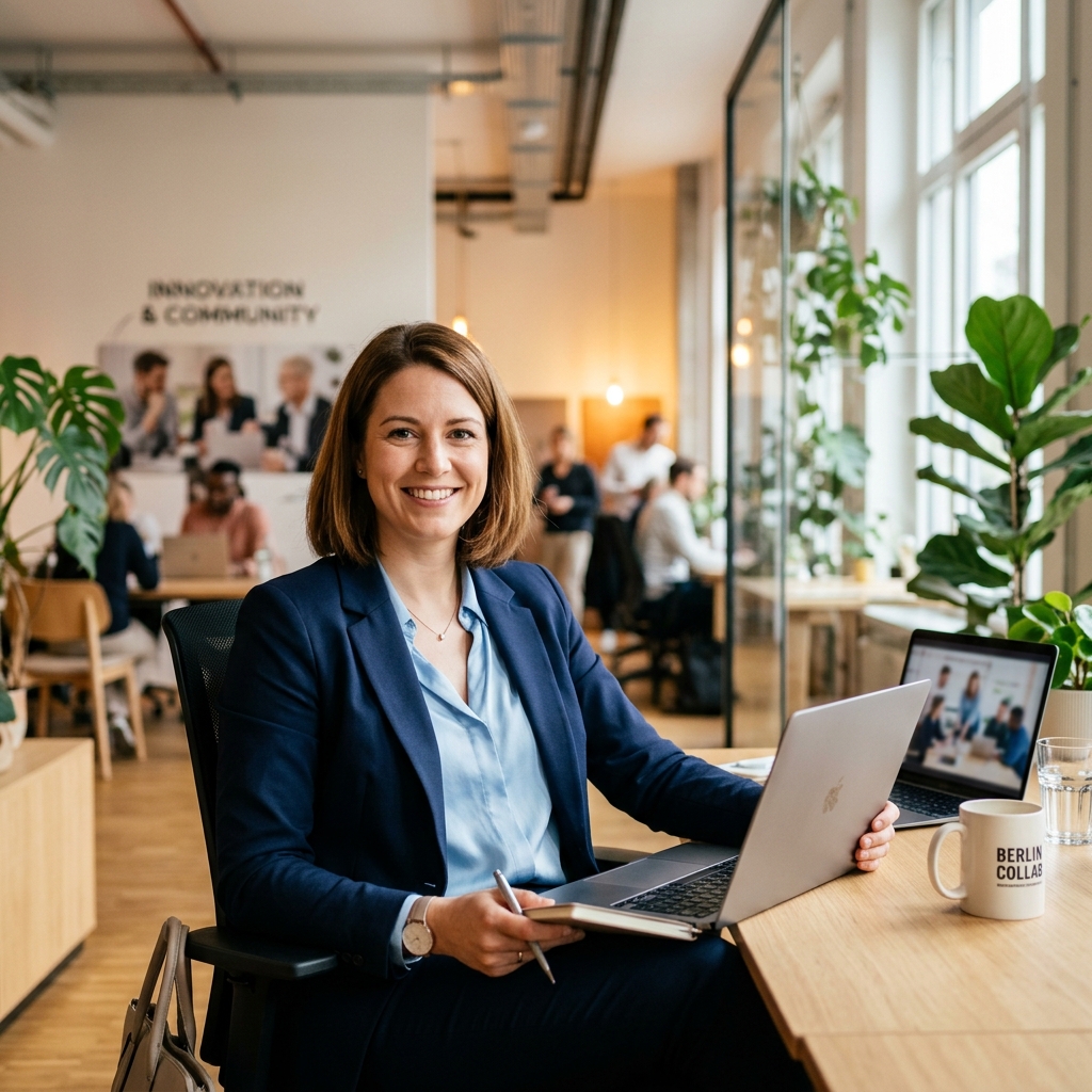 Smiling friendly professional helping with German Insurance